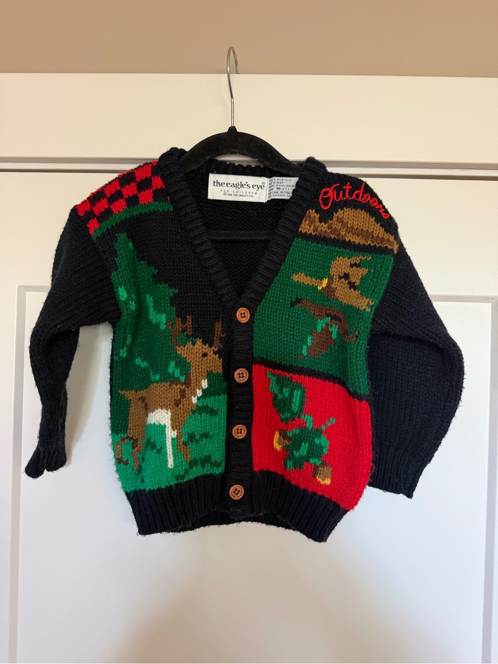 Vintage Toddler Cardigan Nature Scene